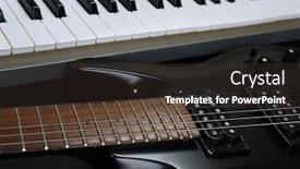  Presentation with electric guitar - Presentation theme featuring synthesizer and electric guitar closeup background and a tawny brown colored foreground