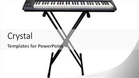  Presentation with microphone and synthesizer on concert - Slide set having synthesizer under the white background background and a white colored foreground