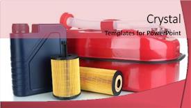  Presentation with diesel - Cool new slide deck with synthetic chemistry - diesel and oil canisters isolated backdrop and a  colored foreground