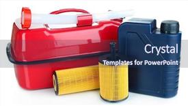  Presentation with diesel - Beautiful slide set featuring synthetic chemistry - diesel and oil canisters isolated backdrop and a ocean colored foreground