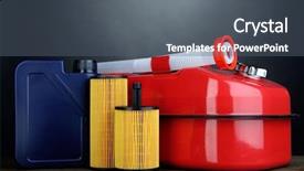  Presentation with diesel - Presentation theme with synthetic chemistry - diesel and oil canisters background and a gray colored foreground