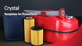  Presentation with diesel - Presentation design having synthetic chemistry - diesel and oil canisters background and a  colored foreground