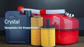  Presentation with diesel - Presentation theme consisting of synthetic chemistry - diesel and oil canisters background and a ocean colored foreground