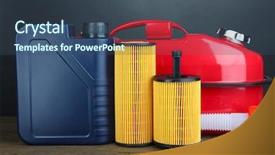  Presentation with diesel - Colorful PPT theme enhanced with synthetic chemistry - diesel and oil canisters backdrop and a ocean colored foreground