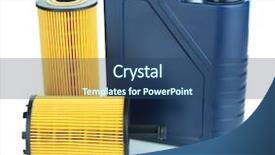  Presentation with motor oil - Audience pleasing presentation theme consisting of synthetic chemistry - motor oil canister and filters backdrop and a ocean colored foreground