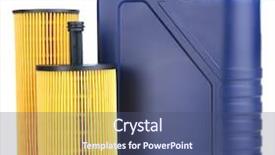  Presentation with motor oil - Colorful presentation theme enhanced with synthetic chemistry - motor oil canister and filters backdrop and a  colored foreground