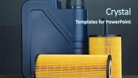  Presentation with motor oil - Presentation theme with synthetic chemistry - motor oil canister on grey background and a  colored foreground