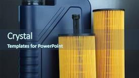  Presentation with motor oil - Presentation featuring synthetic chemistry - motor oil canister on grey background and a  colored foreground