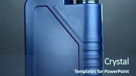  Presentation with motor oil - Colorful presentation enhanced with synthetic chemistry - motor oil canister on grey backdrop and a ocean colored foreground