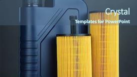  Presentation with motor oil - Audience pleasing presentation design consisting of synthetic chemistry - motor oil canister on grey backdrop and a ocean colored foreground