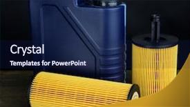  Presentation with motor oil - Colorful PPT theme enhanced with synthetic chemistry - motor oil canister on grey backdrop and a  colored foreground