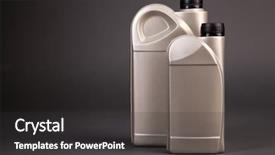  Presentation with motor oil - Cool new slide deck with synthetic fuels - motor oil containers backdrop and a dark gray colored foreground