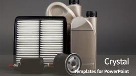  Presentation with motor oil - Presentation design consisting of synthetic fuels - motor oil containers background and a gray colored foreground