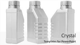  Presentation with plastic containers - Slides with synthetic fuels - three plastic containers on white background and a light gray colored foreground