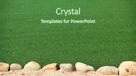  Presentation with stones - Presentation design having synthetic turf - background with artificial grass background and a forest green colored foreground