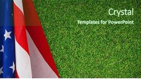  Presentation with american revolution close up - Beautiful PPT theme featuring synthetic turf - close up of american flag backdrop and a  colored foreground