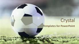  Presentation with sports field - Colorful slide set enhanced with synthetic turf - soccer ball on sports field backdrop and a cream colored foreground