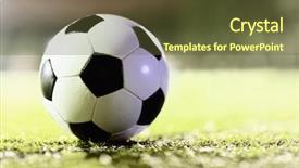  Presentation with sports field - Amazing slide deck having synthetic turf - soccer ball on sports field backdrop and a tawny brown colored foreground