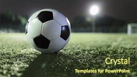  Presentation with sports field - PPT layouts having synthetic turf - soccer ball on sports field background and a tawny brown colored foreground