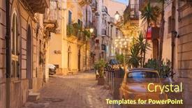  Presentation with italy - PPT layouts with syracuse-italy-cityscape-and-street background and a tawny brown colored foreground