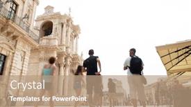  Presentation with crowd - Amazing slide deck having syracuse-siracusa-with-crowd backdrop and a coral colored foreground