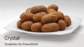  Presentation with syria - Beautiful presentation design featuring syria - arabic cuisine meat appetizer kibbeh backdrop and a light gray colored foreground