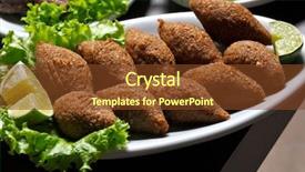  Presentation with appetizer - Slide deck with syria - arabic meat appetizer kibbeh background and a tawny brown colored foreground