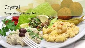 Presentation with eastern - Colorful presentation theme enhanced with syria - hummus falafel baba ghanoush tabbouleh backdrop and a yellow colored foreground
