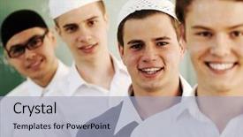  Presentation with multi ethnic group - Audience pleasing presentation design consisting of syria - multi ethnic group of teenage backdrop and a light gray colored foreground