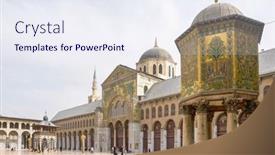  Presentation with religion islam - Beautiful presentation design featuring syria-damascus-march-10-2008 backdrop and a sky blue colored foreground