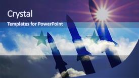  Presentation with syria - Beautiful theme featuring syria flag and rockets backdrop and a navy blue colored foreground