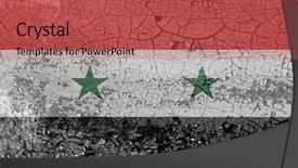  Presentation with syria - Amazing PPT layouts having syria flag on metal wall backdrop and a red colored foreground