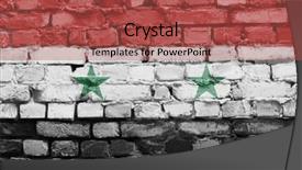  Presentation with syria - PPT theme with syria flag on metal wall background and a red colored foreground