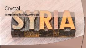  Presentation with syria - Colorful slide deck enhanced with syria word in vintage letterpress backdrop and a  colored foreground