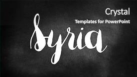  Presentation with syria - PPT theme with syria-written-on-a-blackboard background and a dark gray colored foreground