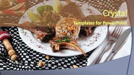  Presentation with almond - Colorful PPT theme enhanced with syrians - lamb t-bone with almond rice backdrop and a tawny brown colored foreground