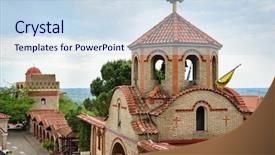  Presentation with syrian refugees - Theme enhanced with syrians - monastery of saint ephrem background and a  colored foreground