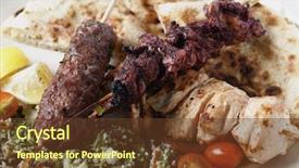  Presentation with feast - Slide set having syrians - various barbecued kebabs - kofta background and a tawny brown colored foreground