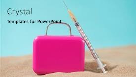  Presentation with medical business - Colorful slide deck enhanced with syringe-and-a-pink-suitcase backdrop and a arctic colored foreground