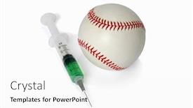 Presentation with syringe - Theme enhanced with steroids - syringe and baseball concept background and a white colored foreground