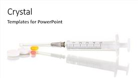  Presentation with tablets - PPT theme having syringe and tablets isolated background and a white colored foreground