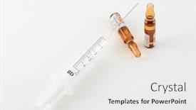  Presentation with injections - Slides with syringe and two injections against white background background and a white colored foreground