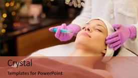  Presentation with acid - Slide deck with syringe doing hyaluronic acid background and a red colored foreground