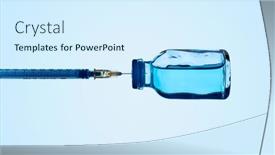  Presentation with vaccine - Amazing slide deck having syringe-in-a-vaccine-vial backdrop and a sky blue colored foreground