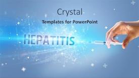  Presentation with medical hand - PPT theme having syringe-medical-injection-in-hand background and a light blue colored foreground