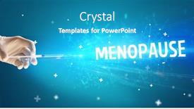  Presentation with menopause - Beautiful presentation featuring syringe-medical-injection-in-hand backdrop and a teal colored foreground