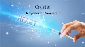  Presentation with medical hand - Presentation theme with syringe-medical-injection-in-hand background and a light blue colored foreground