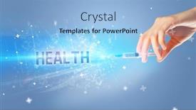  Presentation with medical hand - Slide set enhanced with syringe-medical-injection-in-hand background and a light blue colored foreground