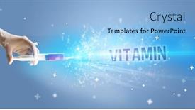  Presentation with medical hand - Presentation design enhanced with syringe-medical-injection-in-hand background and a light blue colored foreground