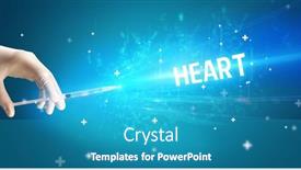  Presentation with medical hand - PPT theme consisting of syringe-medical-injection-in-hand background and a teal colored foreground